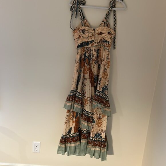 Ulla Johnson Brown and Orange Ruffled Tiered Maxi Dress - Picture 9 of 10